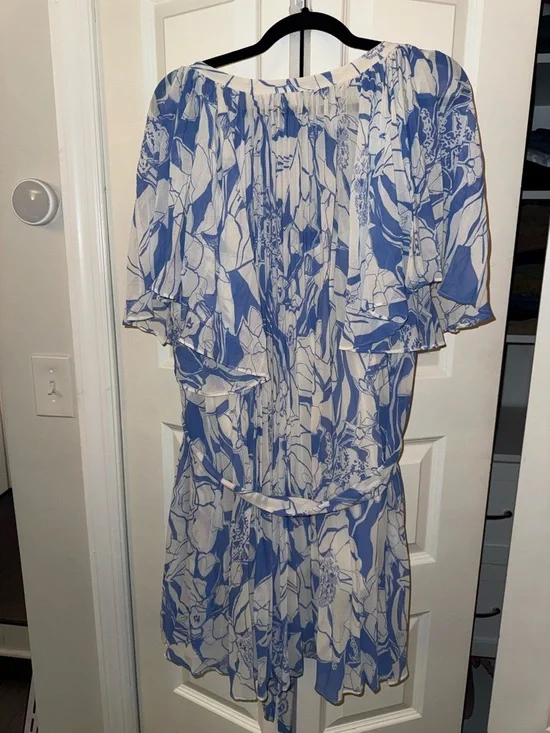 V-Neck Ruffle-Sleeve Pleated Dress by Anthropologie Plus size - Picture 3 of 3